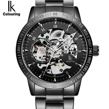 

IK Colouring Brand Men's Watch Automatic Self-Wind Fashion Casual Skeleton Mechanical Male Clock Wristwatches Relogio Masculino
