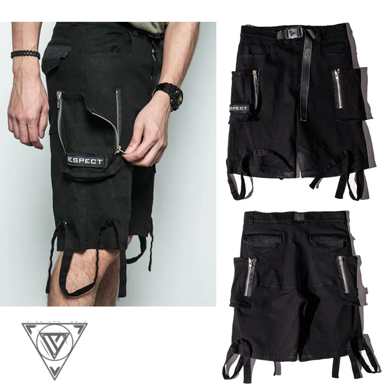 

High quality fashion zipper pockets casual short pants for man Shorts Pants hiphop Fashion Trousers black color man pants