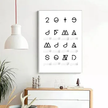 

2019 Geometrical Calendar Art Canvas Poster Wall Art Paint Wall Decor 24x36inch