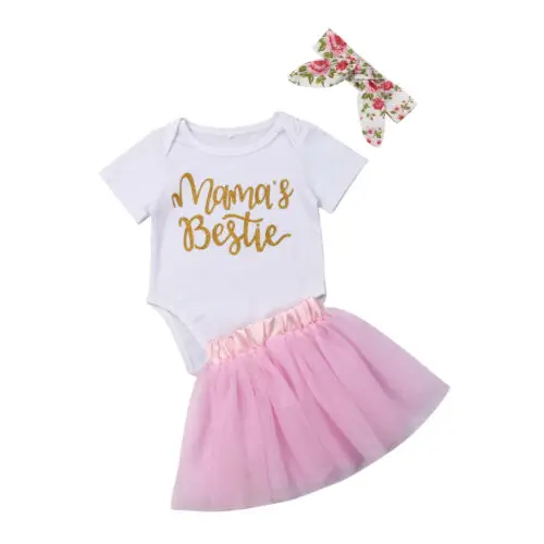 

3PCS Pudcoco 2019 New Brand Baby Girls Clothes Romper+Tutu Skirts Princess Outfits Set Sunsuit Summer