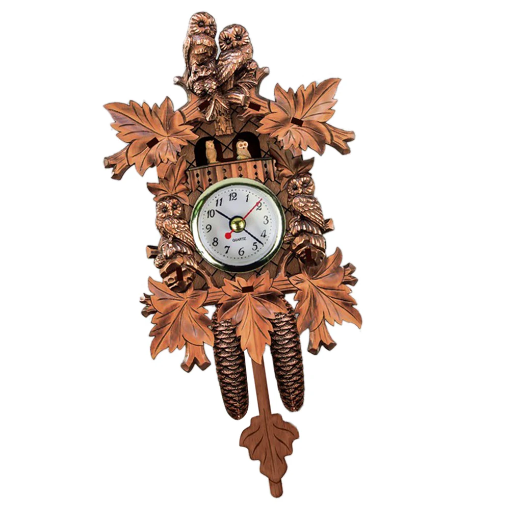 Antique Cuckoo Wall Clock Vintage Wooden Clock Home Decor Excellent Gift Pendulum Clock Craft Art Clock For New House