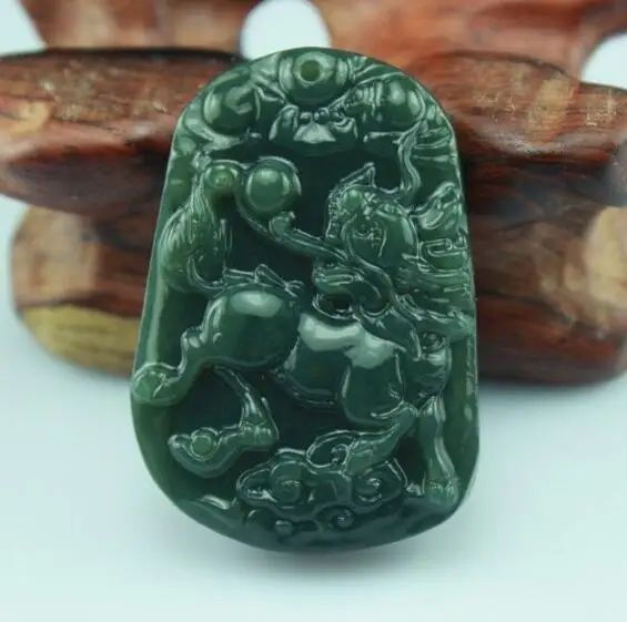 Buy Natural hetian jade QINGYU XinJinag kirin pendant