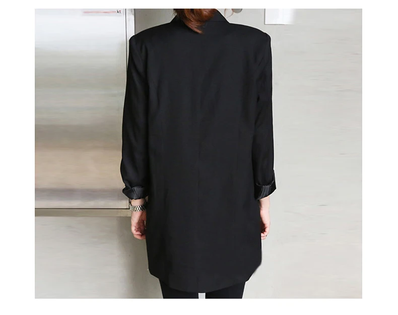 Женская Асимметричная черная длинная куртка с разрезом, свободная повседневная куртка, Офисная Женская модная верхняя одежда, C86503F