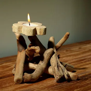 

1pcs Fashion and Restoring Wooden Candlestick Hot Sale Classic Candle Holder Wedding Bar Party Home Decor Accessories