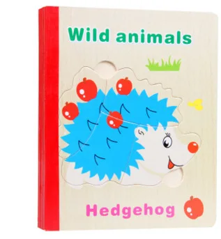 Деревянные игрушки для малышей, деревянная 3D головоломка, деревянная книга, орфографическая головоломка, развивающая Веселая детская игрушка, подарок для детей - Цвет: Animal