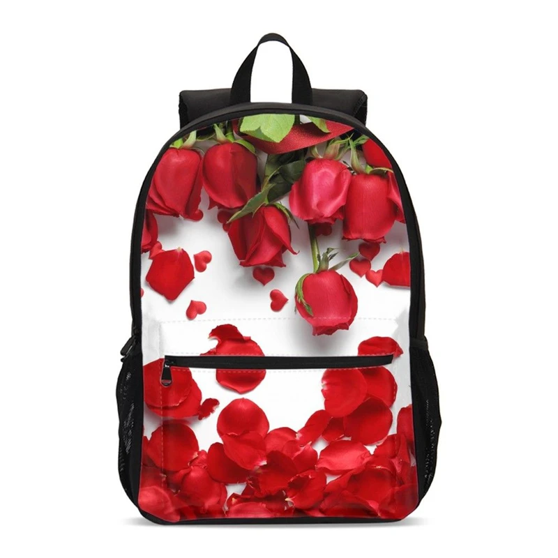 

3D Rose Prints Bags For Teenager Girls Backpack Kids Mochilas Escolares Infantis Children School Shoulder Bags Satchel Knapsack