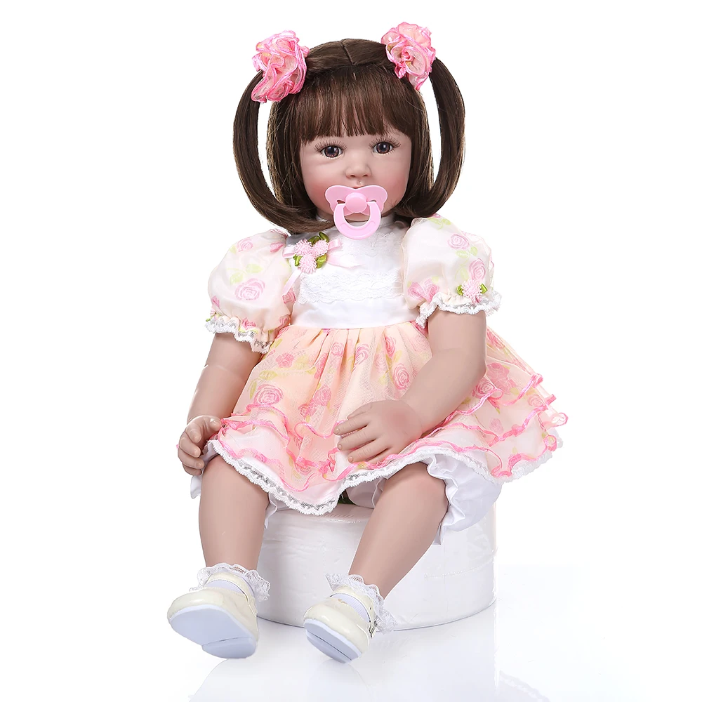 

60CM lifelike silicone reborn baby girl doll toy lifelike exquisite princess toddler babies kids Christmas gift collectible doll