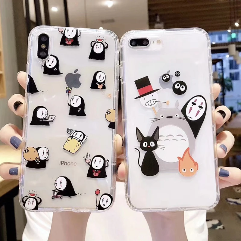 Мягкий прозрачный чехол для iPhone 11 12pro XR X 7 8 Plus XS Max с героями японского мультфильма