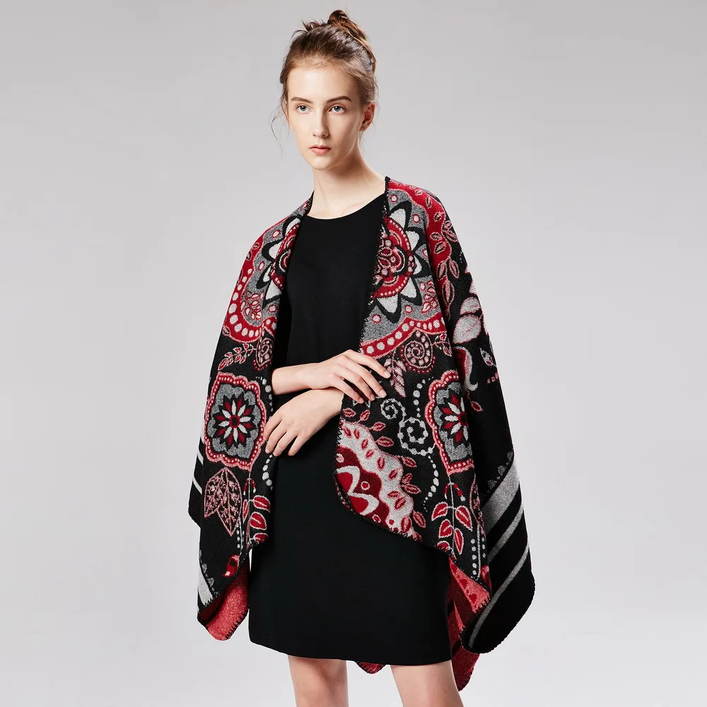 [AETRENDS] зимнее пончо, этническая Цветочная шаль, дизайнерский бренд, роскошная женская накидка, шарфы для дам, bufanda mujer Z-6539