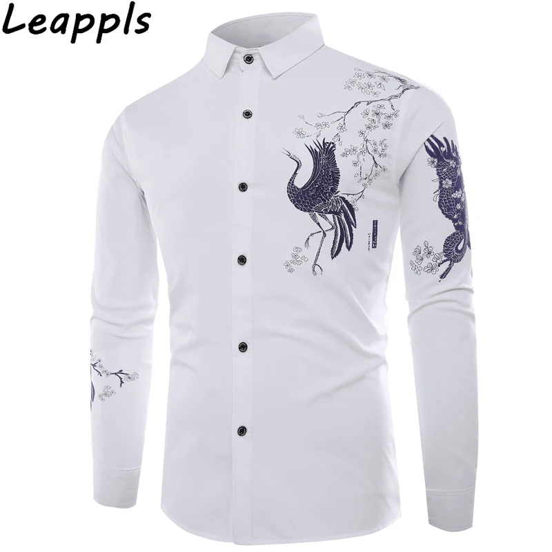 Leappls вечерние Мужская классическая рубашка для мужчин плюс размеры 4XL Мода Smart повседневное китайский стиль рубашка с длинным рукавом camisa
