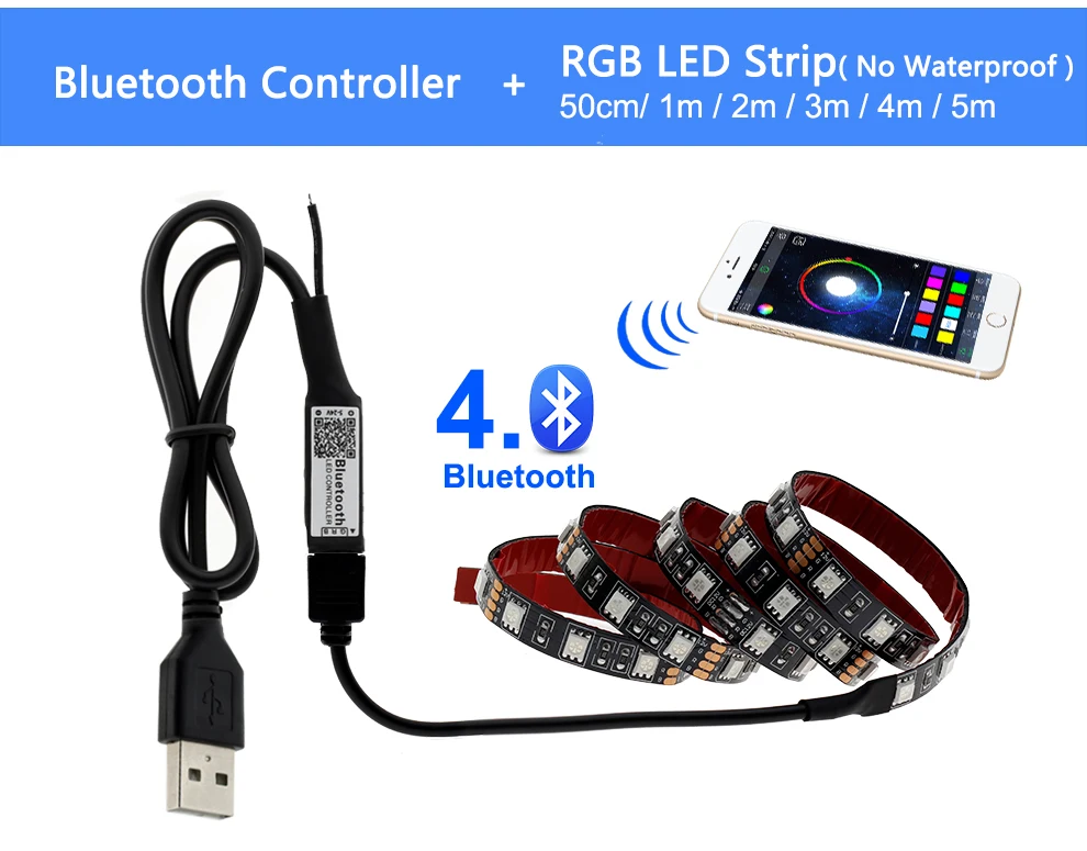 USB Светодиодная лента RGB сменный светодиодный фоновый светильник ing 50 см 1 м 2 м 3 м 4 м 5 м DIY 5 в гибкий светодиодный светильник лента RGB Светодиодная лента 5050