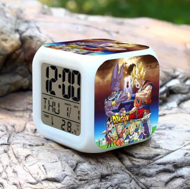 D11 Dragon ball Сон Гоку Супер Saiyan z Игрушечные Фигурки 7 цветов Изменение детский будильник с рисунком аниме светодиодные цифровые часы игрушки - Цвет: D11
