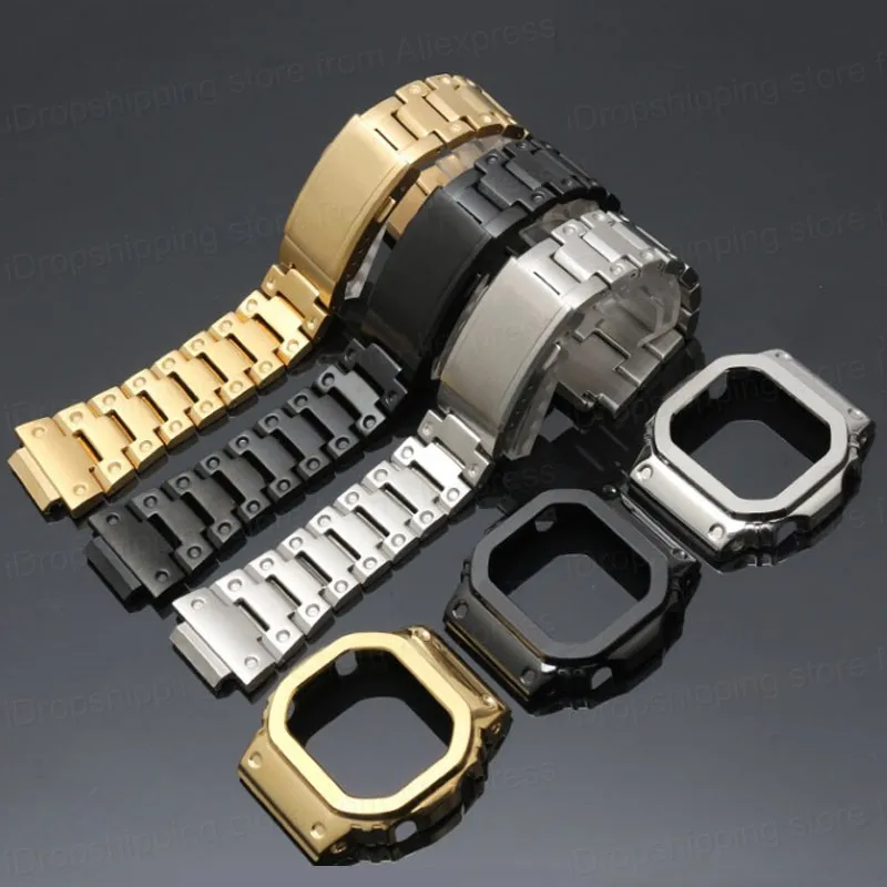 

Metal Watch band bezel Strap DW5600 GWM5610 GW5000 Stainless Steel Watchband Case Frame gshock Bracelet with Repair Tools