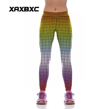 

XAXBXC New 1036 Sexy Girl Slim Fit Pencil Pants Colorful gradient polka dot Prints Workout Fitness Elastic Women Leggings