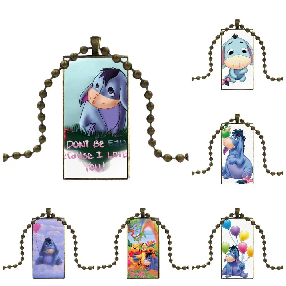 

Cute Animal Cartoon Donkey Eeyore For Wedding Brand Bronze Color Jewelry Fashion Statement Necklace Glass Necklaces Pendants
