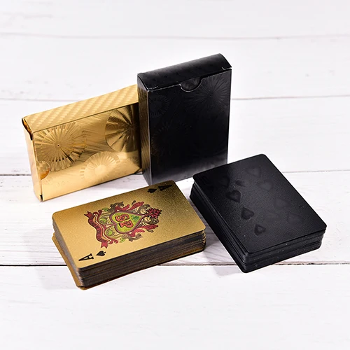 Goedkoop Een Deck Goudfolie Poker Euro Stijl Plastic Poker Speelkaarten Waterdicht Kaarten Goede Prijs Gokken Board game Marbit