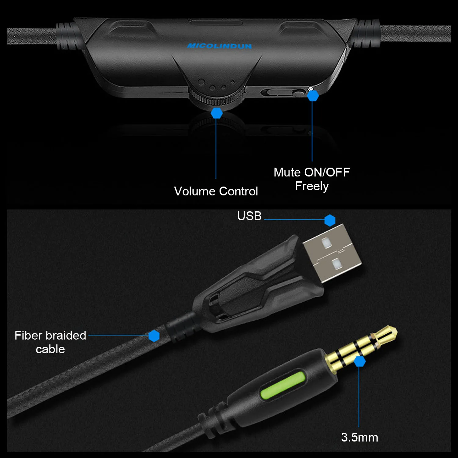 Vococal USB 3 5 мм Проводная игровая гарнитура с микрофоном наушники вкладыши 7 1