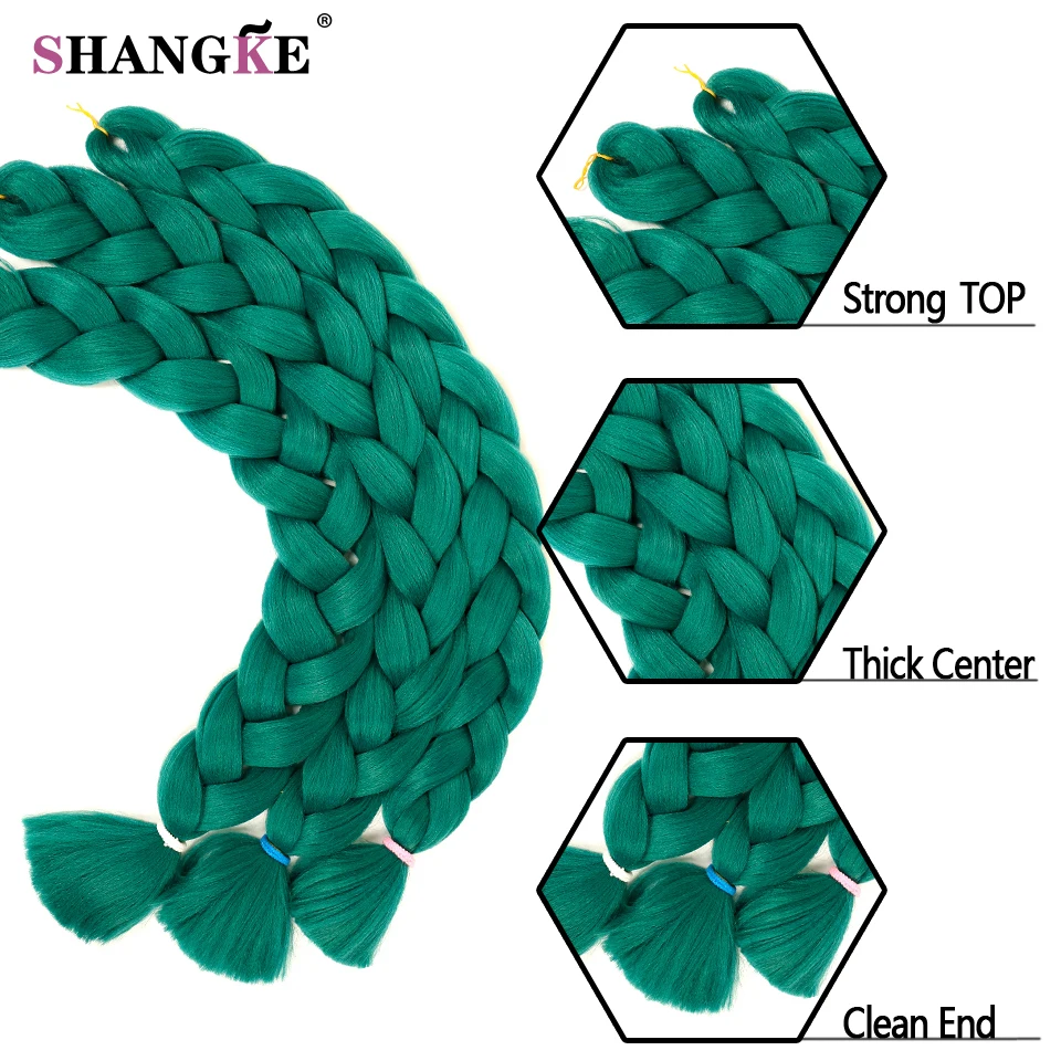 8" 165 г/упак. синтетические плетеные волосы для наращивания огромные косички прическа Синий Розовый Зеленый SHANGKE