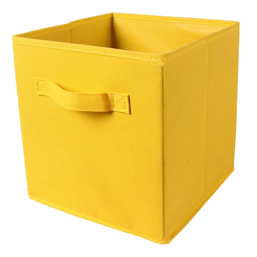 Складная Куб ящики для хранения декоративной ткани Кубы для хранения Организатор для шкаф с полками детские игрушки ящик для хранения вещей - Цвет: Yellow