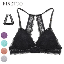 FINETOO-Bralette sin aros de copa 3/4 para mujer, ropa interior sin forro, sujetador Sexy de encaje Floral, lencería