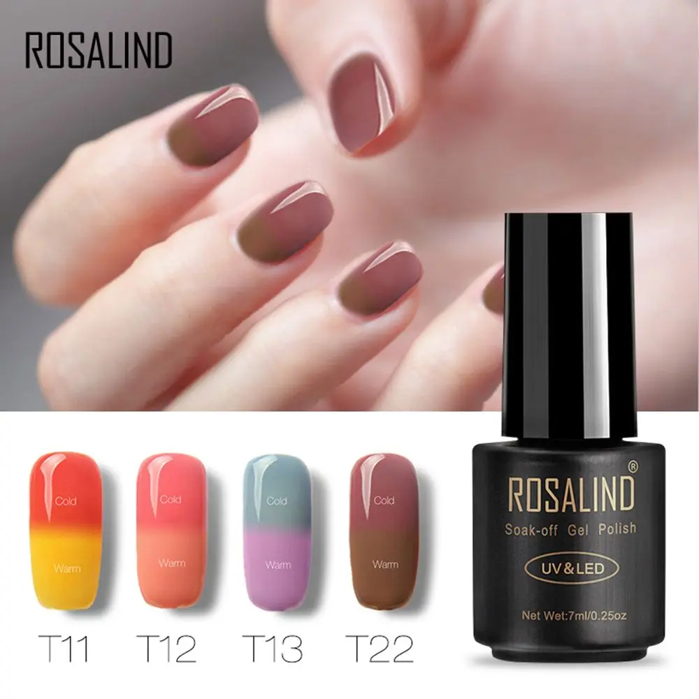 

ROSALIND 7ML Gel Nail Polish Temperature Color changing Nail Gel Nail Art UV LED Glitter Nail Lacquer Makeup Quality Gel Varnish