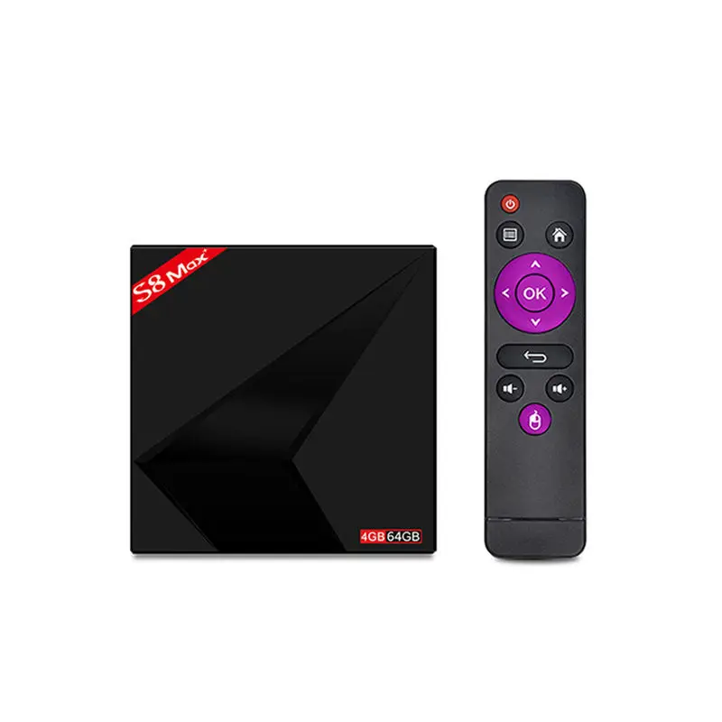 S8 Max + Android 9,0 Tv Box Rk3328 чип 4 K Hd 4 Гб + 64 Гб 2,4 г/5 ГГц двухъядерный процессор Wi-Fi 4 K Smart Tv Box (штепсельная Вилка стандарта США)