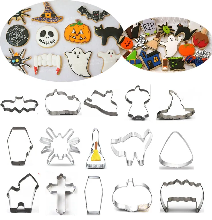 

Halloween Metal Cookie Cutters ghost Fondant Cake Decor pumpkin spider Cupcake Chocolate Biscuit Mould patisserie reposteria