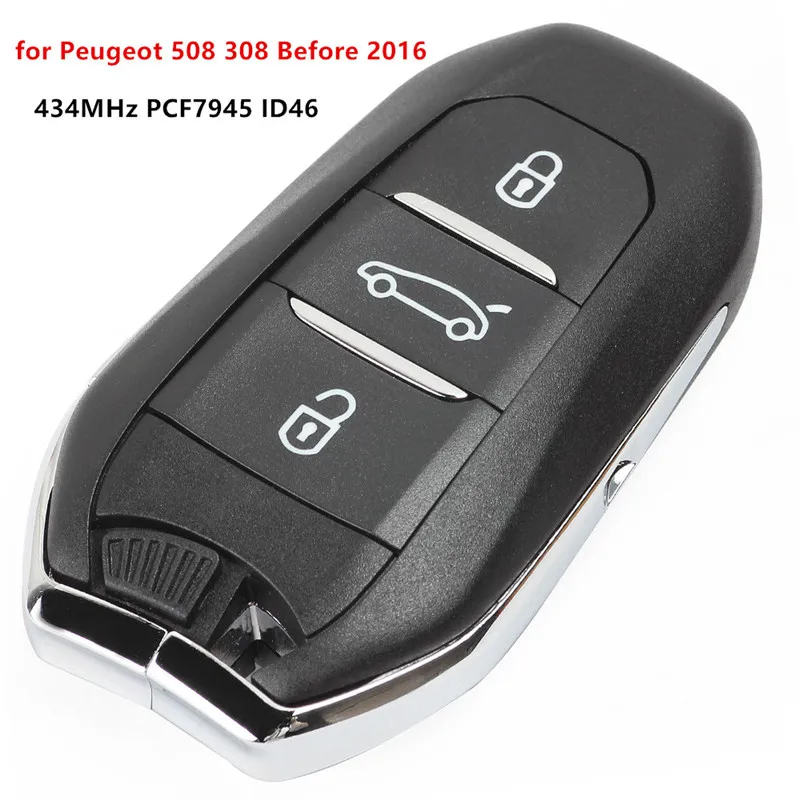 KEYECU умный запасной пульт дистанционного ключа Fob 434 МГц PCF7945 ID46 для Citroen C4L 2013-, DS5, для peugeot 508 308 до - Количество кнопок: for Peugeot
