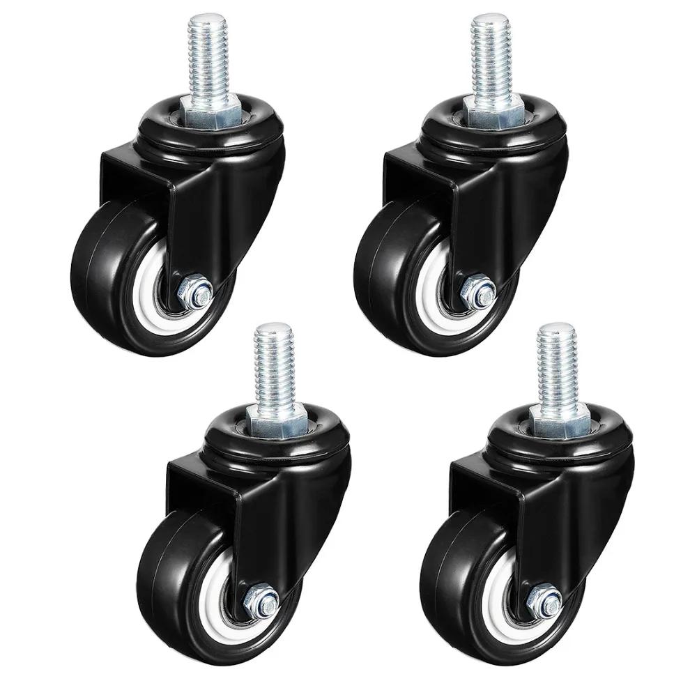 M8 x 15mm Threaded Rod 1.5 inch Diameter Swivel Wheel Without Brake 4PCS Wheel for Chair
