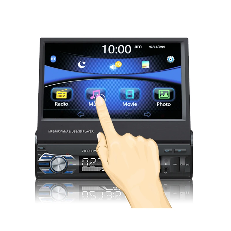 

7 Inch Car Radio 1DIN 12V Car Stereo Bluetooth FM Radio MP5 Audio Player USB/TF Card Radio In-Dash 5 Languages Menu Display