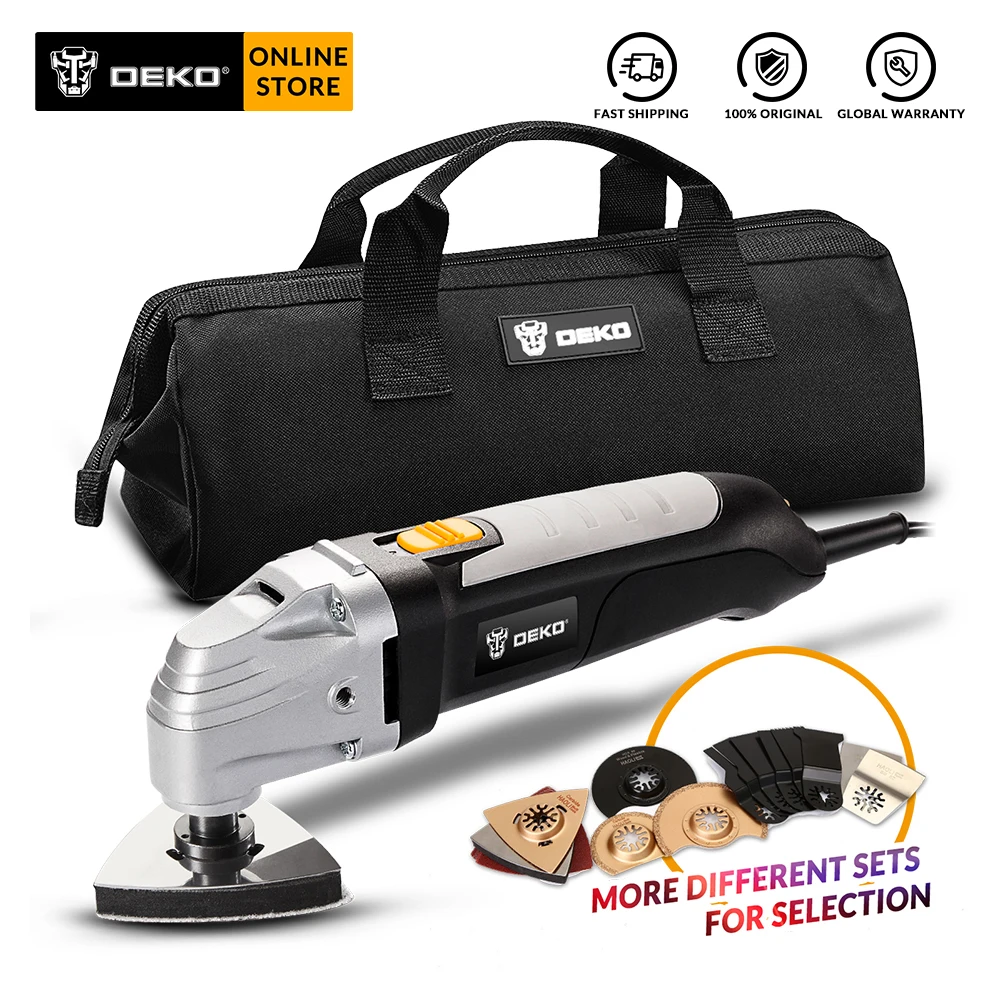 DEKO GJ177 110V/220V Electric Multifunction Oscillating Tool Kit Multi-Tool 300W DIY Power Tool Variable Speed Electric Trimmer