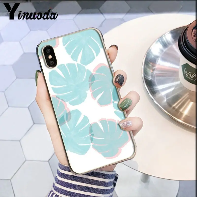 Yinuoda карамельный цвет с принтом листьев Модный чехол для телефона для iPhone X XS MAX 6 6s 7 7plus 8 8Plus 5 5S SE XR - Цвет: A5