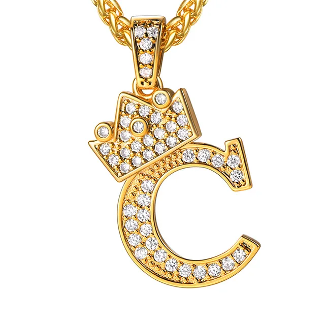 Crown Letter C Necklace Initial Necklace 26 Alphabet Jewelry 