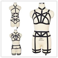 Новинка, черный костюм для тела, сексуальное нижнее белье, эластичное, Harajuku, панк, готический Фетиш, Хэллоуин, эластичность, регулировка, ночной клуб, бар