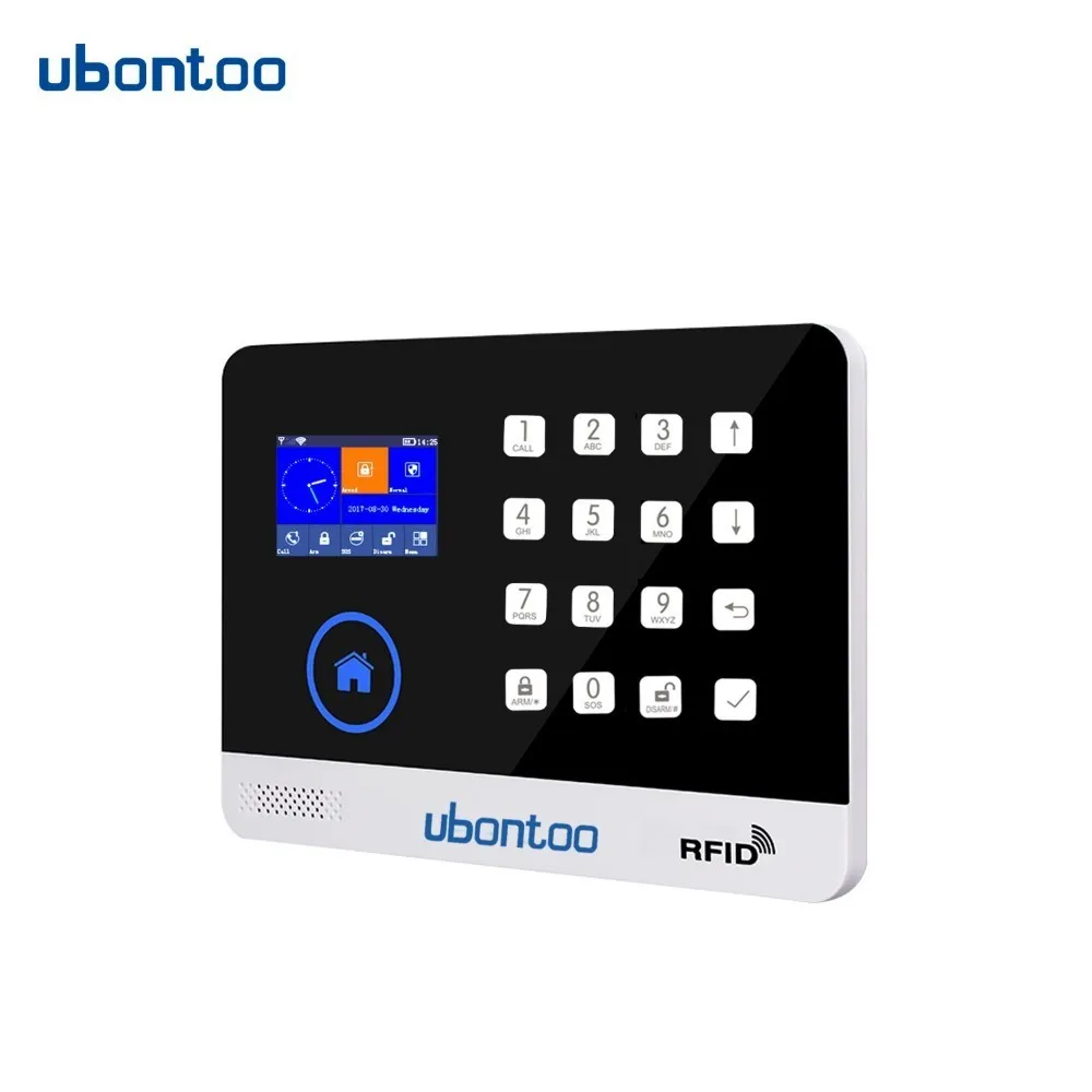 ubontoo Multiple Language WIFI GSM Home Burglar Security Alarm System Motion Detector APP Control Fire Smoke Detector Alarm
