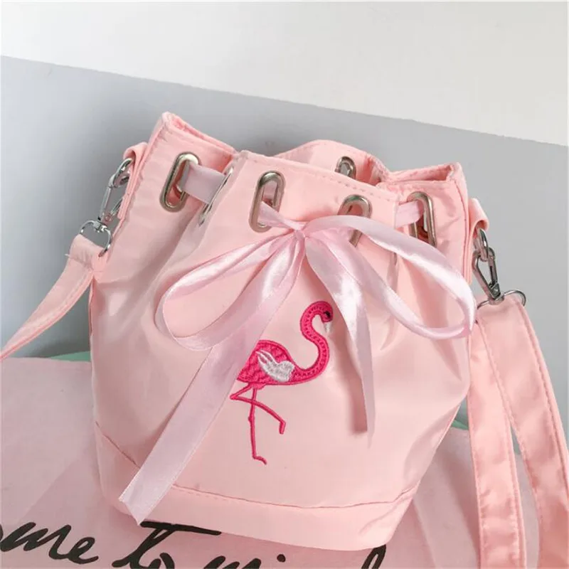 Вышитая лента с изображением фламинго, наплечный чехол для переноски, сумка-мешок для Fuji Instax Mini 9, чехол MINI 8 9 25 7S 90 SQ10, моментальная камера - Цвет: Pink