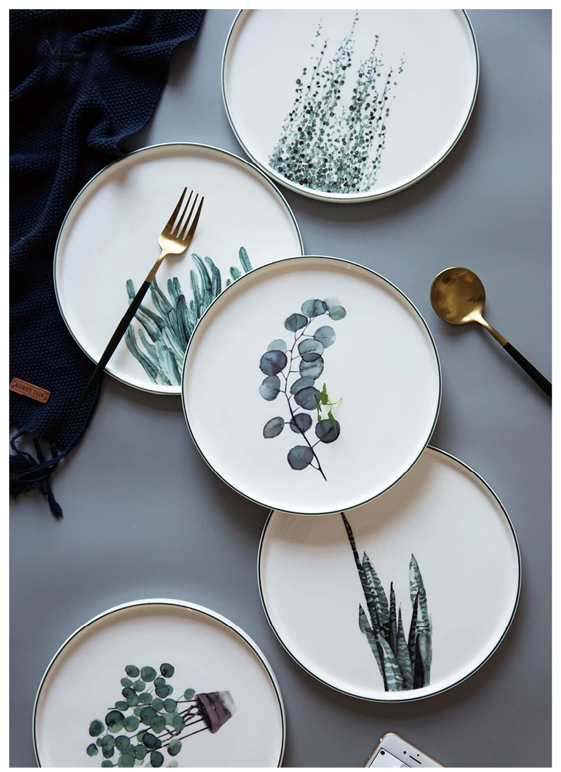 Modern Plant Ceramic Tableware Household Dishes High Quality Dishes 
