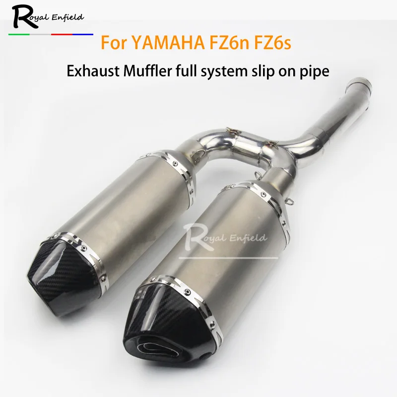 For Yamaha FZ6N FZ6S motorcycle modified tail row double exhaust pipe middle barrel exhaust pipe