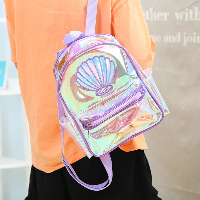 Женский лазерный ПВХ прозрачный Русалочка рюкзак для девочек Большая вместительная сумка для книг модная сумка для книг Подростковая школьная сумка