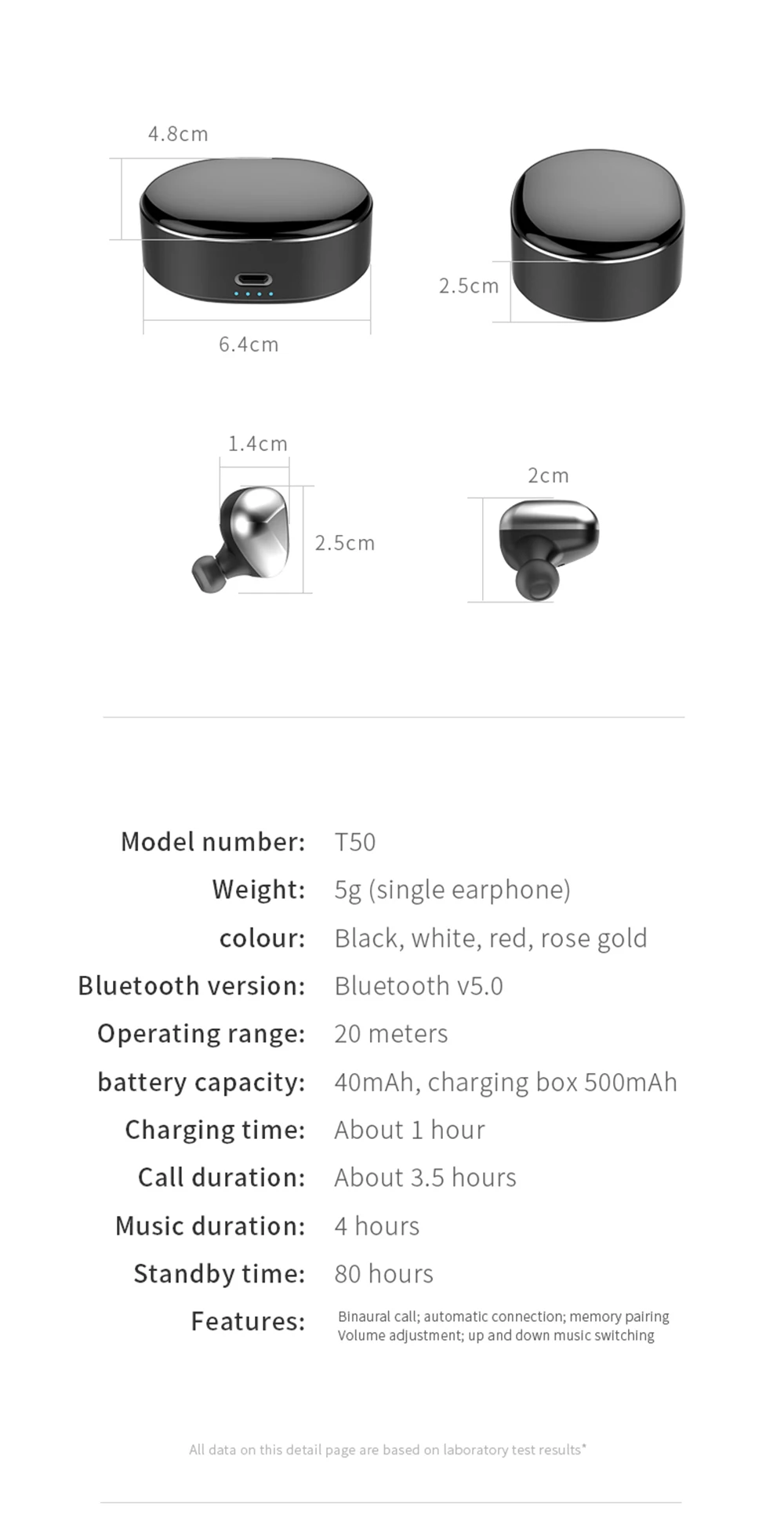 T50 TWS Bluetooth наушники стерео сенсорное управление бас BT 5,0 Eeadphones с микрофоном свободные наушники AI управление bluetooth беспроводной