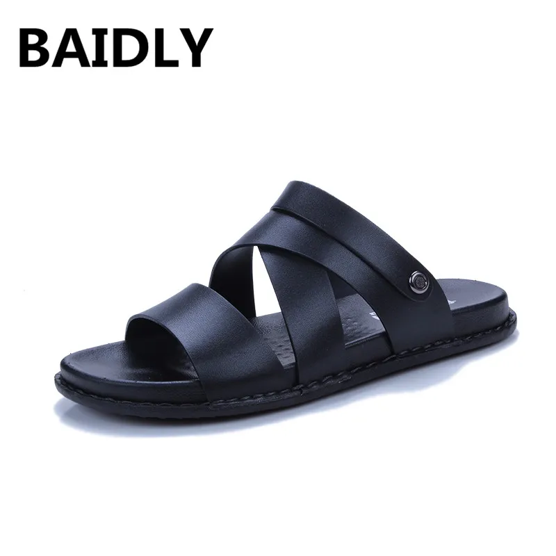 

BAIDLY High Quality Men Summer Sandals Leather Men Beach Sandals Summer Fashion Water Beach Slippers Casual Men Shoes