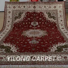 Yilong 9'x12' кашемировый шелковый ковер красный изысканный ручной работы области шерстяные коврики(1362