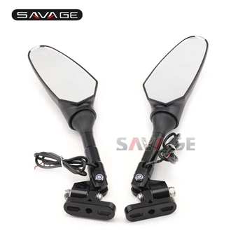 

For KAWASAKI EX250R NINJA 08-14/ NINJA 300 13-16 Motorcycle Adjustable Side Rearview Mirror with LED Turn Signal Light NEW