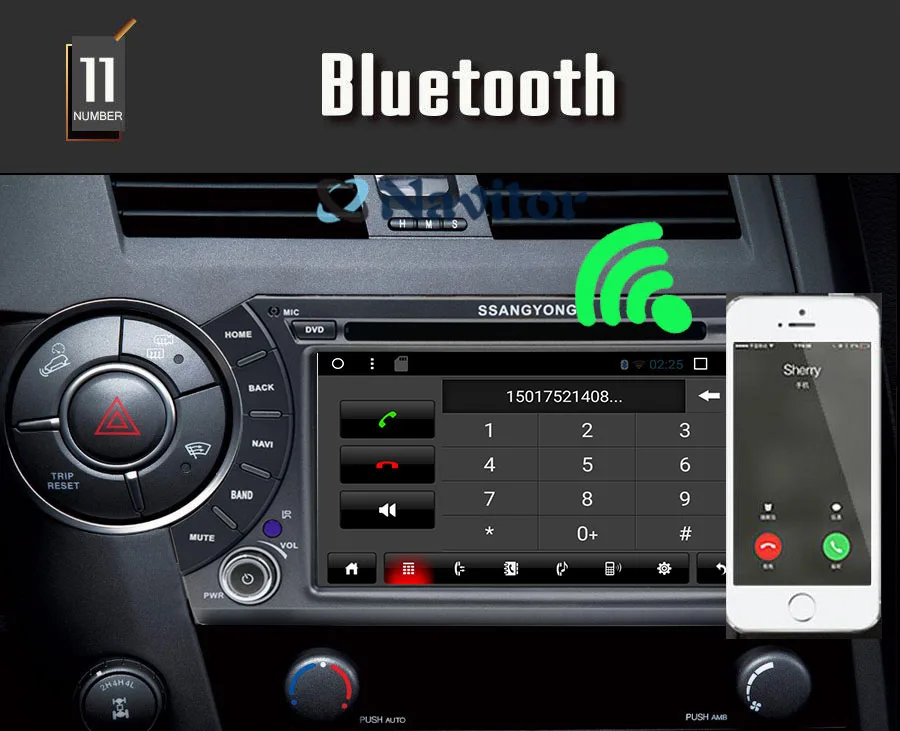 Top 2DIN Android7.1  Quad-core  Android Car DVD Player For Ssangyong Kyron Actyon with WiFi  gps navigation OBD (option) 8