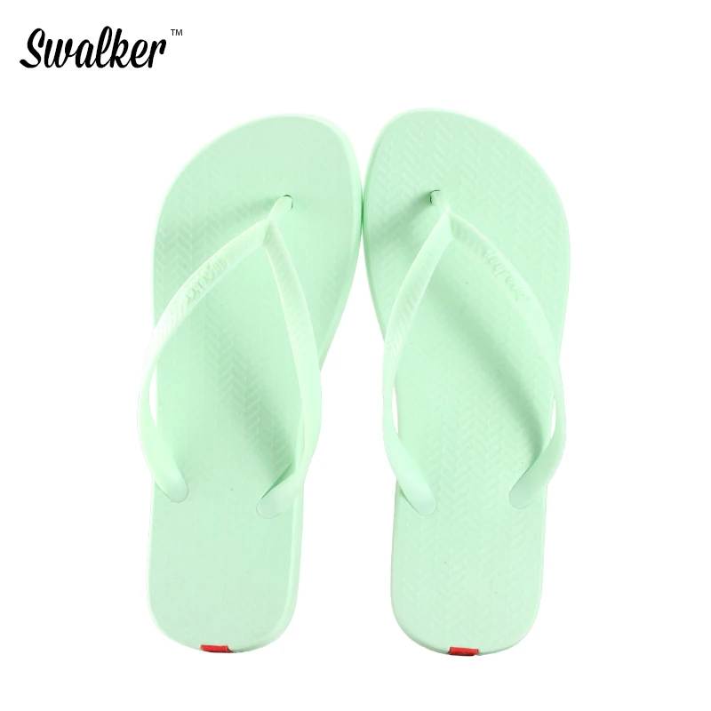 Swalker женские туфли, шлепанцы модные дизайнерские Пляжные сланцы; женские летние сандалии-шлепанцы на плоской подошве; сланцы для душа - Цвет: Light Green