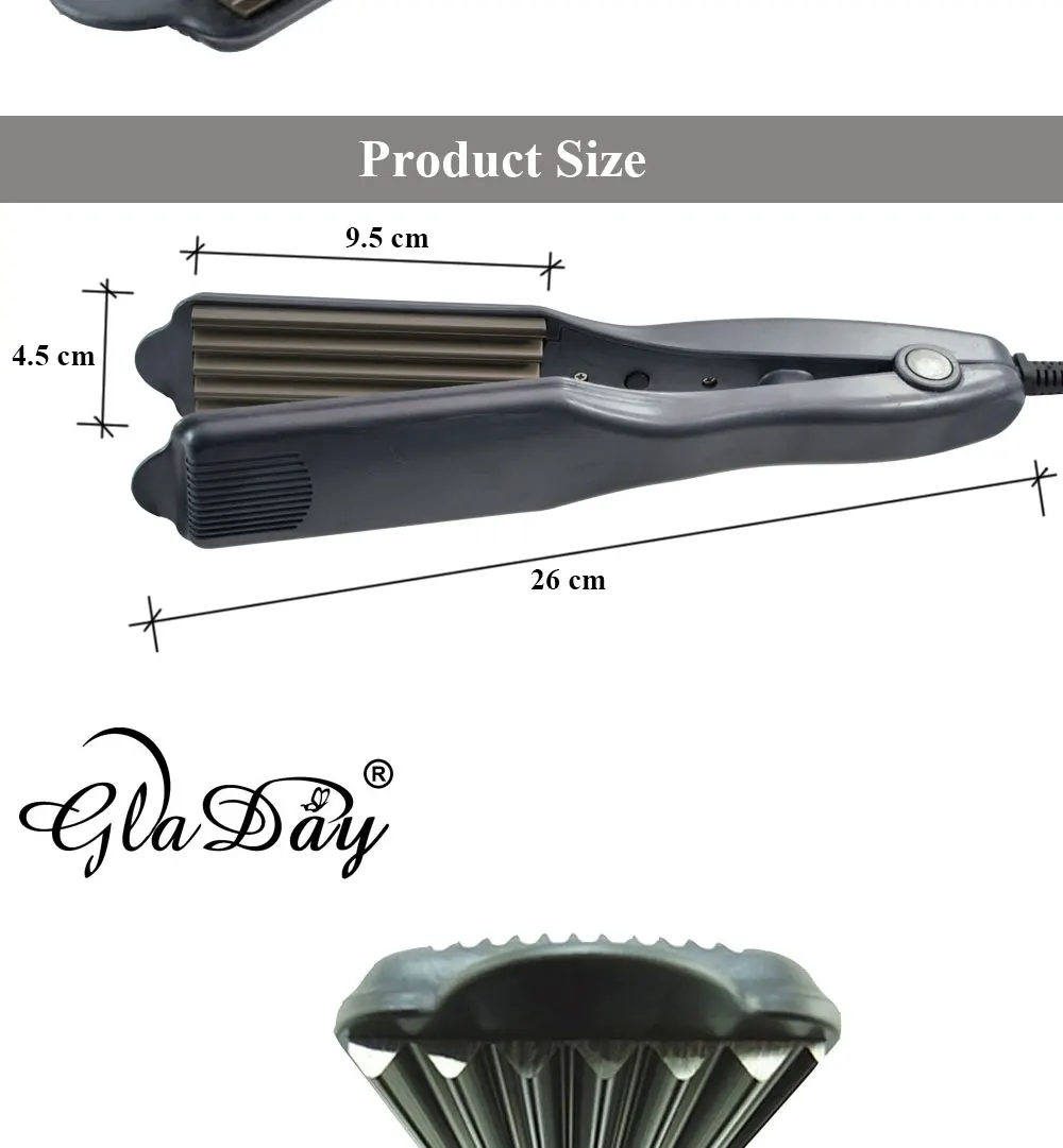 Гладкий Профессиональный волнистый утюжок для волос 1,7" дюймов, гофрированные щипцы для завивки волос для салона красоты, щипцы для волос, обжимной утюжок