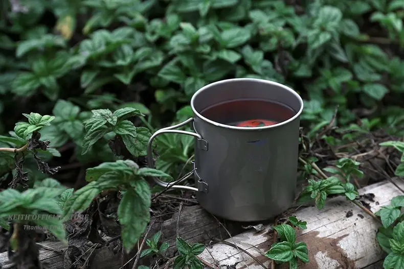 Copos de Água Titânio ao ar Keith Livre Acampamento Caminhadas Utensílios Viagem Caneca Dobrável Alça Ultraleve Talheres 450 500 650 900ml 13 alça ultraleve talheres 450 500 500 650 900ml