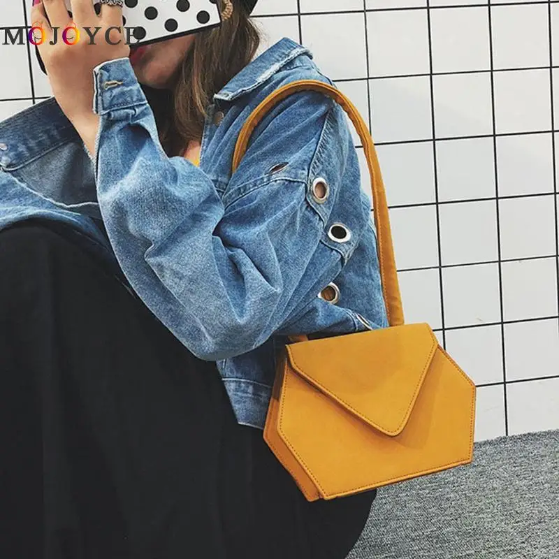 

Scrub PU Leather Flap Shoulder Bag Women Simple Fashion Geometry Shape Bag for Women 2018 Bolsa Feminina