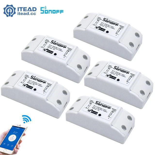 

5Pcs Itead Sonoff basic wifi smart switch universal smart home automation module wall switch wifi timing switch 10A AC90-250V