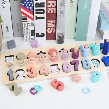 

Besegad Colorful Wooden Digital Matching Game Toys Math Digital Counting Shapes Matching Puzzle Toy for Children Early Education
